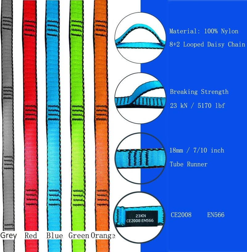 CAPARK 53 Inches Nylon Daisy Chains Rope Climbing Lanyard Straps Looped Strong Slings 23 kN Aerial Yoga Webbing - Image 4